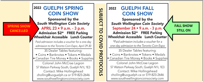 Guelph Spring and Fall Coin Shows